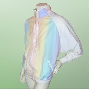Bay Club Vintage 90s Windbreaker Jacket Size M Pastel Color Blocking Full Zip